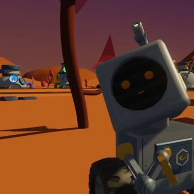ブロックプログラミングクラスでは、バーチャルロボット教材「ロボティファイ」を使って学びます。（火星探査編）