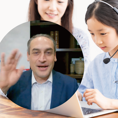 無料体験レッスンSTEP1：先生と英語で簡単な挨拶をします。