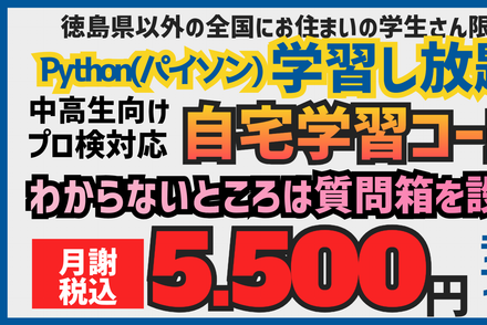 はじめてのPython(中高生･自宅学習/ライトプラン)安心の７日間無料体験あり