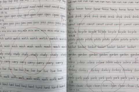 丁寧に書く！小5生徒さんの英語ノート