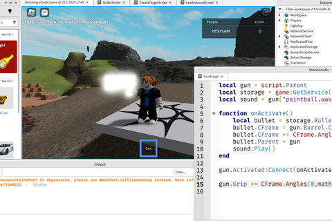 Robloxコースでは本格的なテキストプログラミングで３Dゲームを作ります。