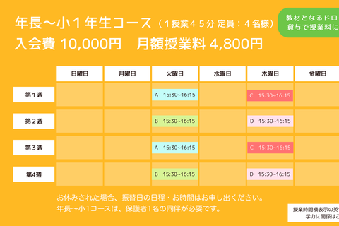 年長～小１年生コースのイメージ画像