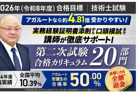 【2026年（令和8年度）合格目標】2026/技術士試験/第二次試験 合格カリキュラム/20部門/フル（添削/模擬口頭試験あり）のイメージ画像
