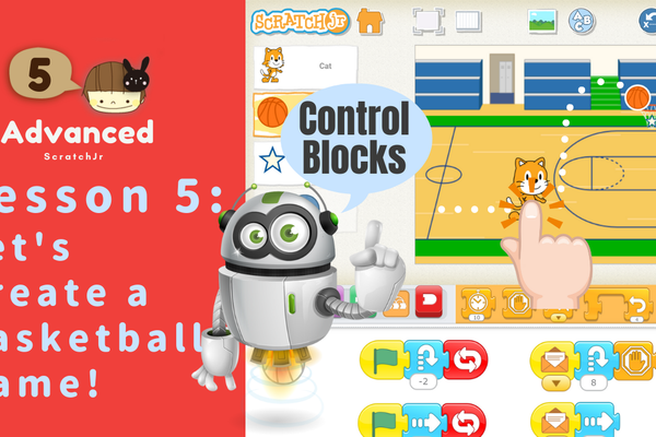 7/15(土) 、7/16(日)のオンライン講座は英語版eプログラミング「Lesson 5: Let's Create a Basketball Game!」でプログラミングを学びます。
