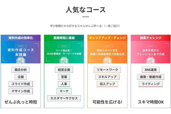 学び放題だから好きなスキルをたくさん学べる