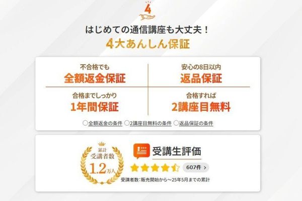 「4大あんしん保証」が学習のモチベーションに
