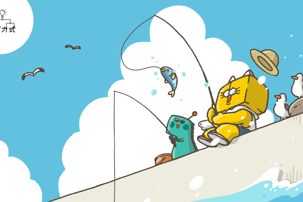 釣り(ロキャットくんとロジラくん)