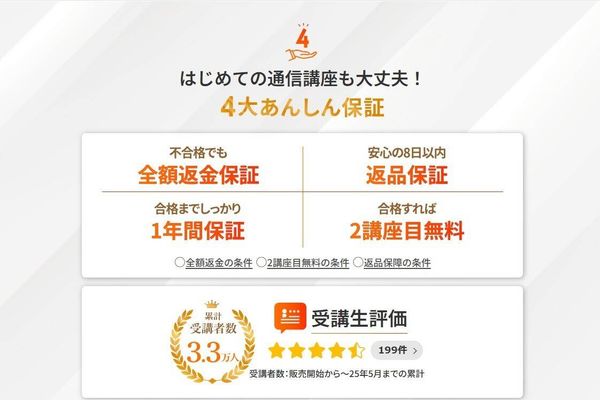 「4大あんしん保証」で気軽にチャレンジしやすい