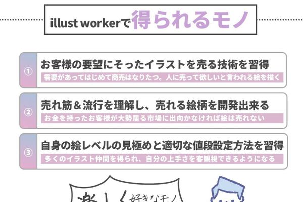 イラストを売るための技術を学べる