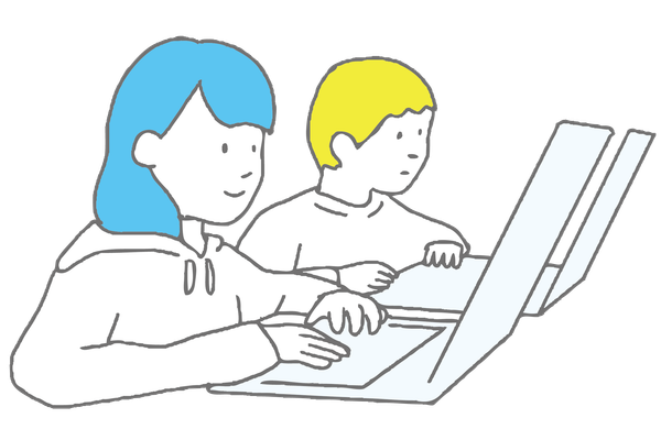 「タブレット教材」「ワークシート」を使って学びます。