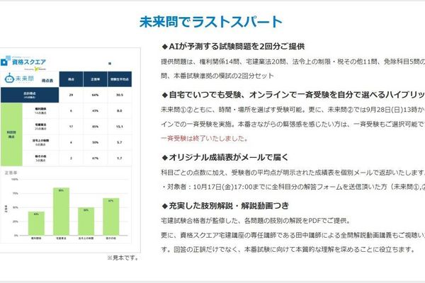 全問解説講義と個別成績表付き