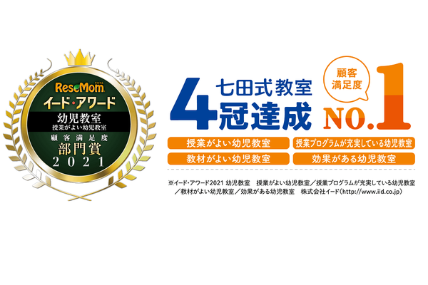 イードアワード2021　幼児教室３つの部門でNo.１（２年連続受賞）