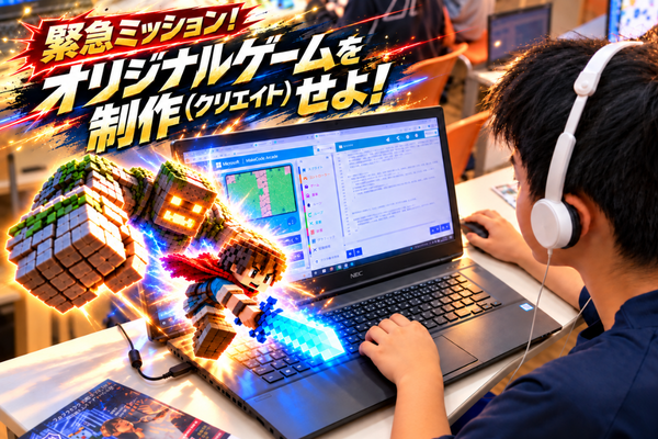 ビジュアルプログラミングで自分が考える「最高のゲーム」を形にしていきます。