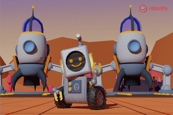 ブロックプログラミングクラスでは、バーチャルロボット教材「ロボティファイ」を使って学びます。