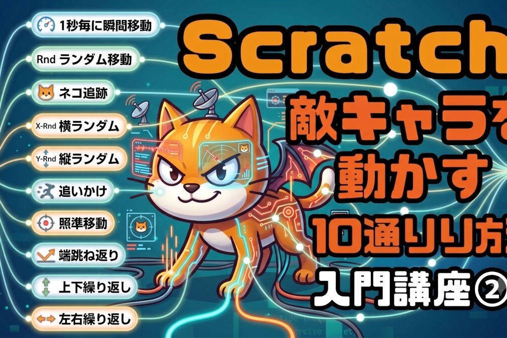 7/11土&7/12日のオンライン授業はゼロから学ぼうScratch：敵キャラの動かし方10種！