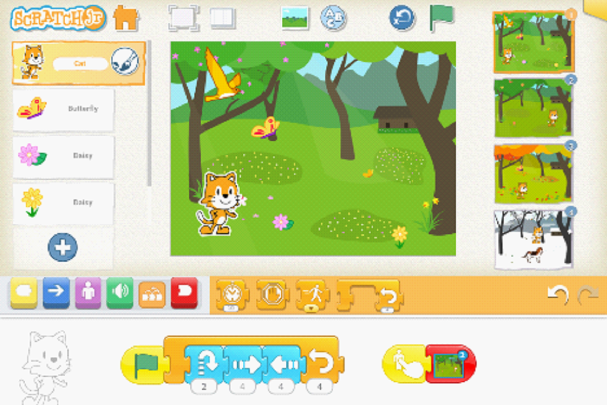 ビジュアルプログラミングクラスでは、「SCRATCH」使います。