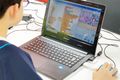 プログラミングブロックを組み合わせてゲームを作成