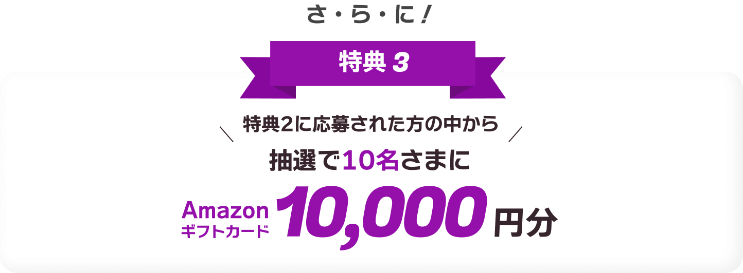 特典3 特典2に応募された方の中から抽選で10名さまに、Amazonギフトカード10,000円分