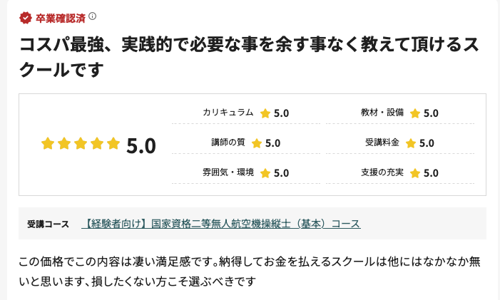 ドローンスクールAUTCの口コミ