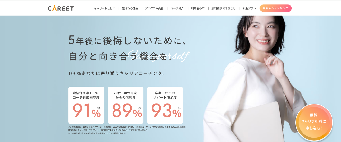 キャリートのウェブサイトのスクリーンショット