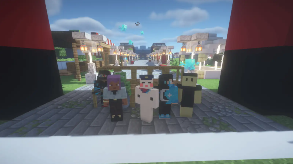 生徒の集合写真（ITeens Labのマイクラワールドにて）