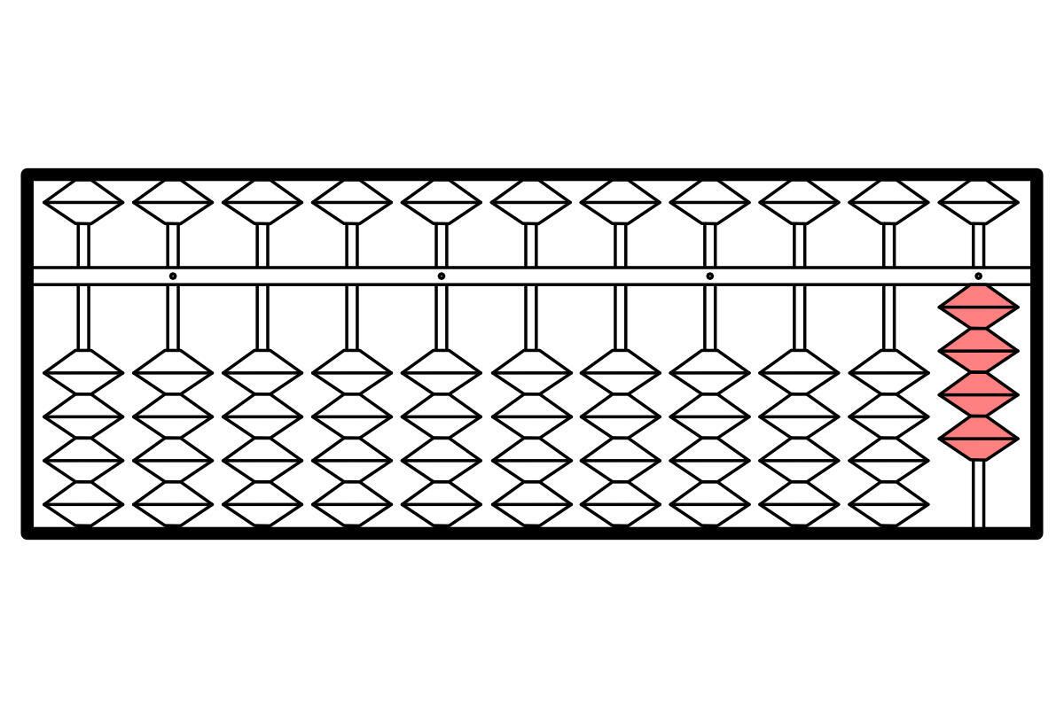 そろばんのイラスト。数字の「4」を表している。