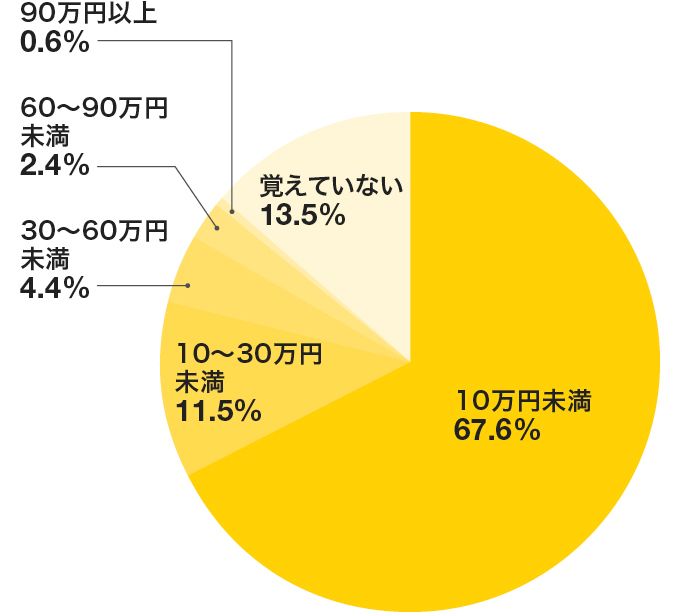 転職活動にかかる費用の合計金額のグラフ