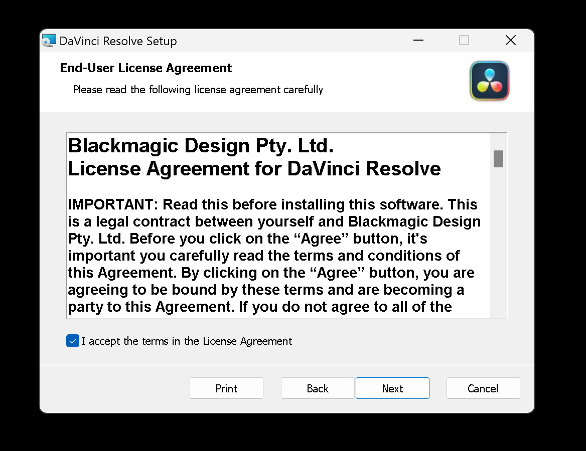 DaVinci Resolve インストール方法⑧