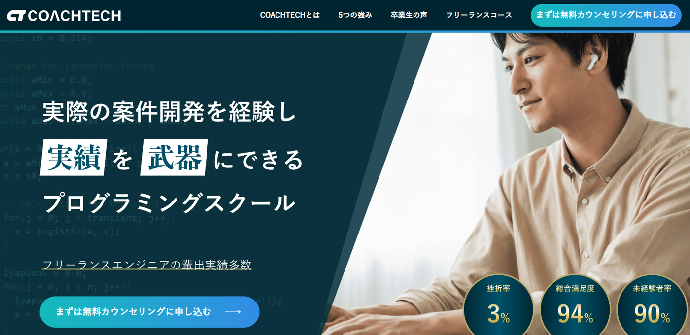 コーチテックのウェブサイトのスクリーンショット