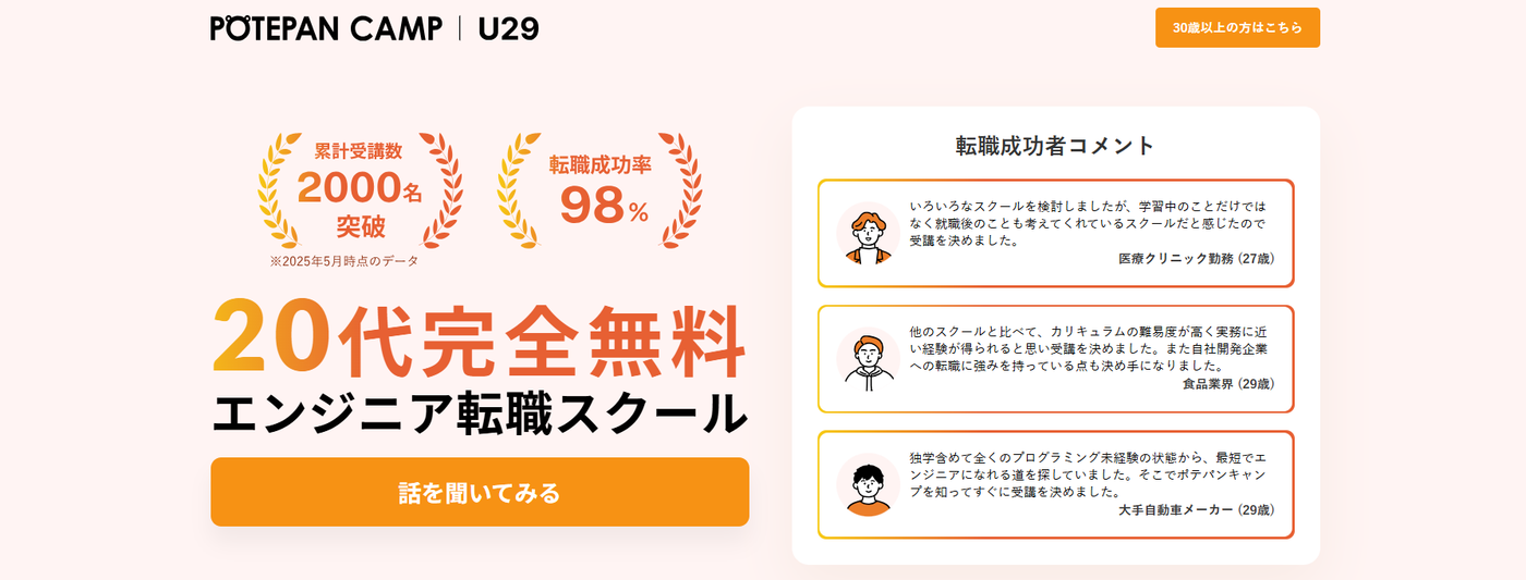 ポテパンキャンプU29コース