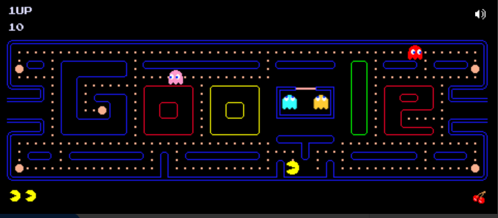 pacmanゲームのスクリーンショットが表示されています