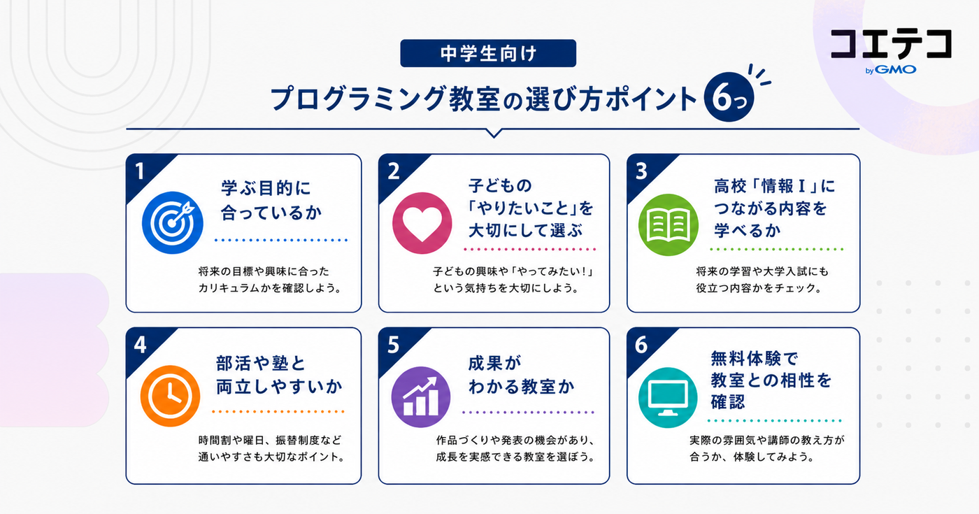 中学生向けプログラミング教室の選び方
