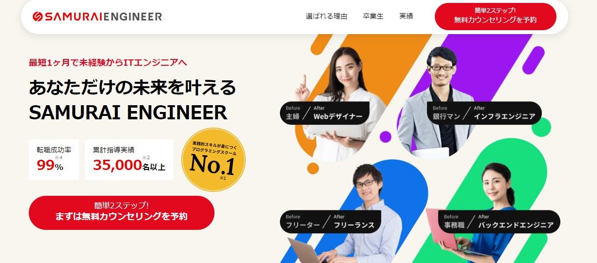 SAMURAI ENGINEER | 最短1ヶ月で未経験からITエンジニアへ