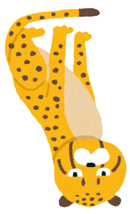 緑の背景に逆さまに横たわっているチーターの絵