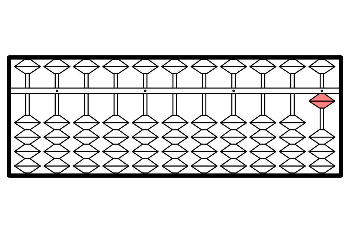 そろばんのイラスト。数字の「1」を表している。