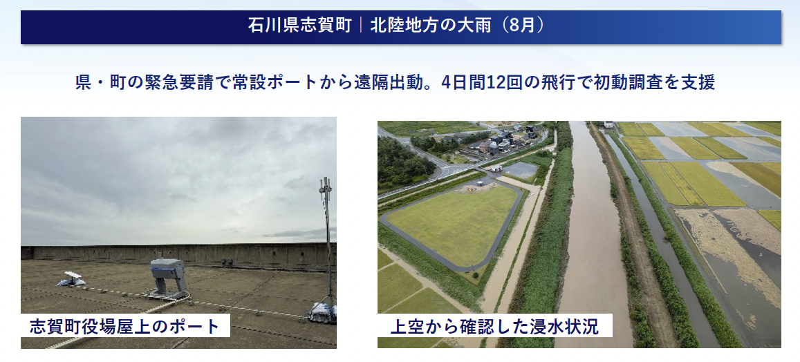 水害などの状況を確認するKDDIスマートドローンのドローン