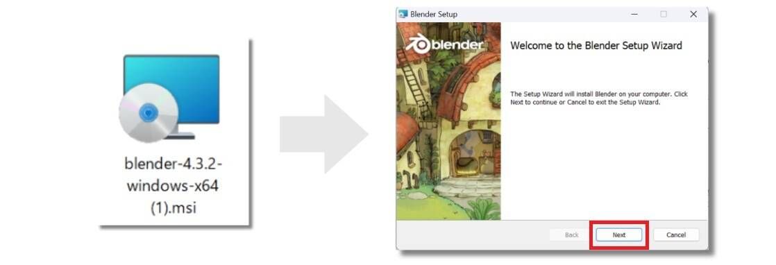 Blenderインストール画面