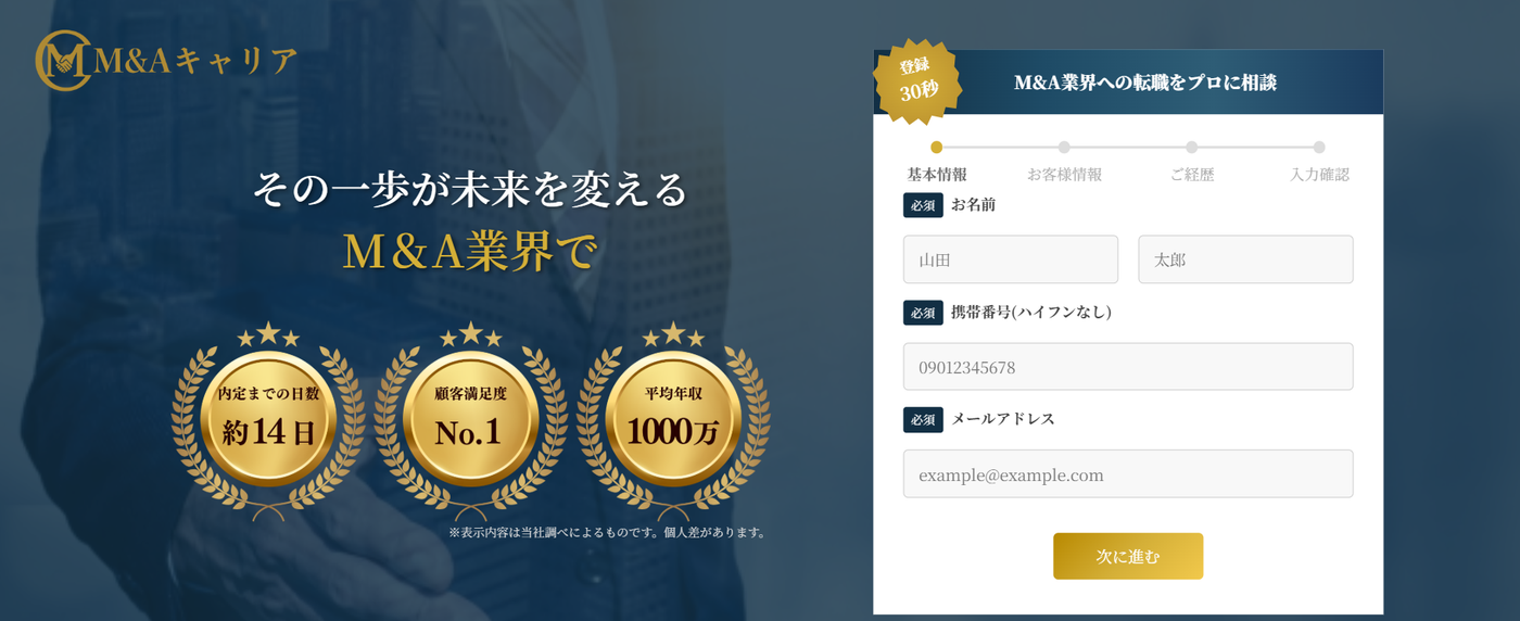 M&Aキャリアサービストップ画像