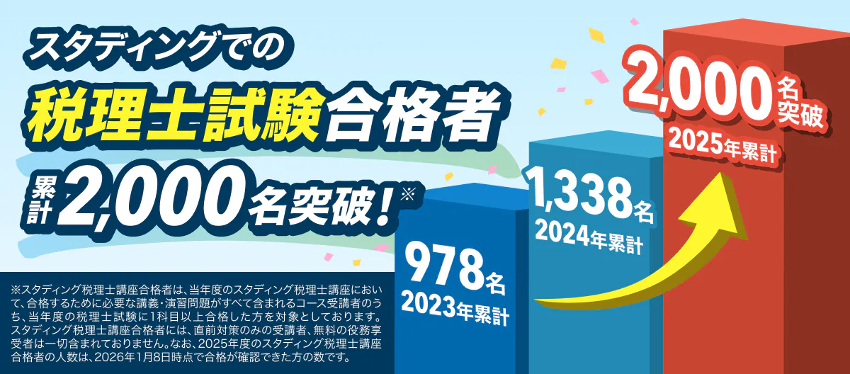スタディング税理士試験対策講座｜合格者数