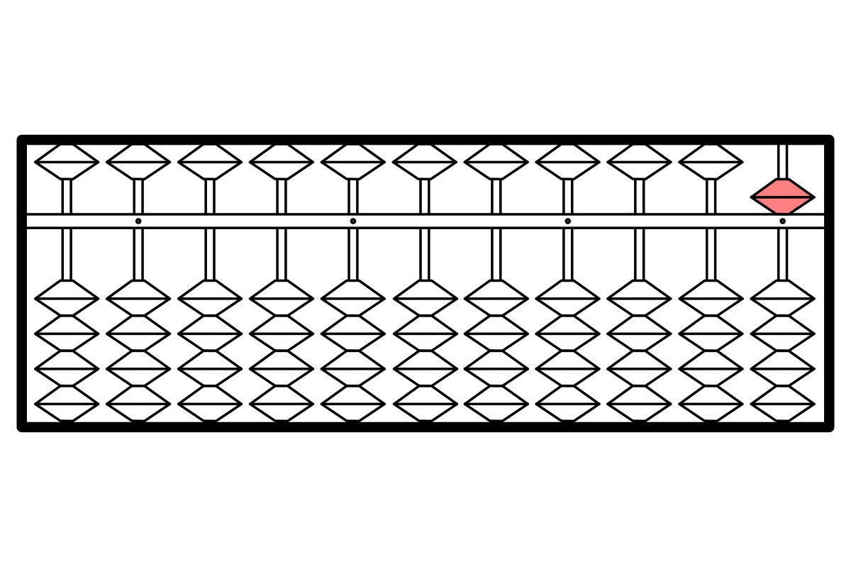 そろばんのイラスト。数字の「5」を表している。