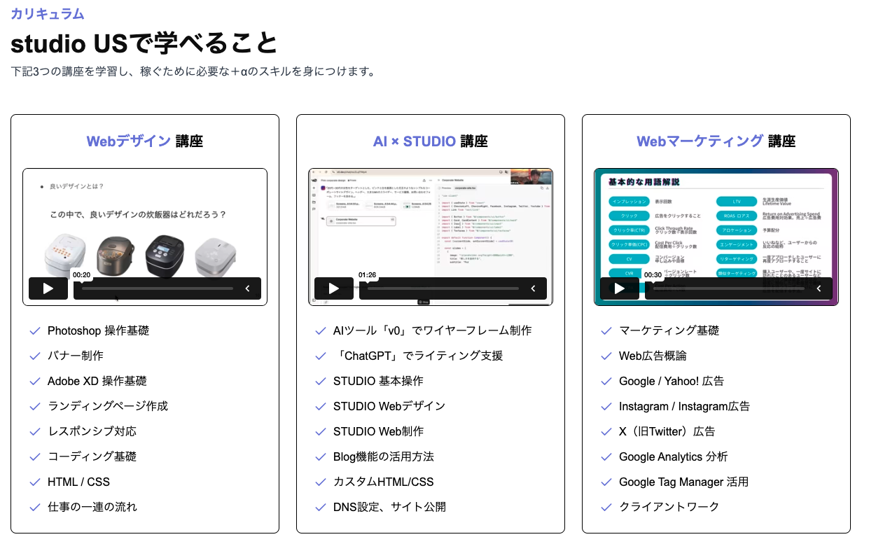studio USのカリキュラム