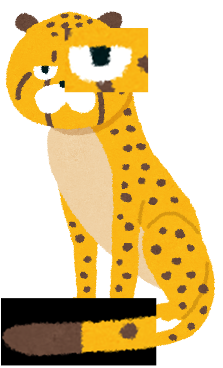 チーターの片目が大きくなっている絵