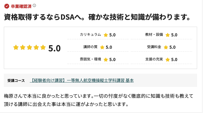 DSAなごのキャンパス（ドローンスクール愛知）の口コミ