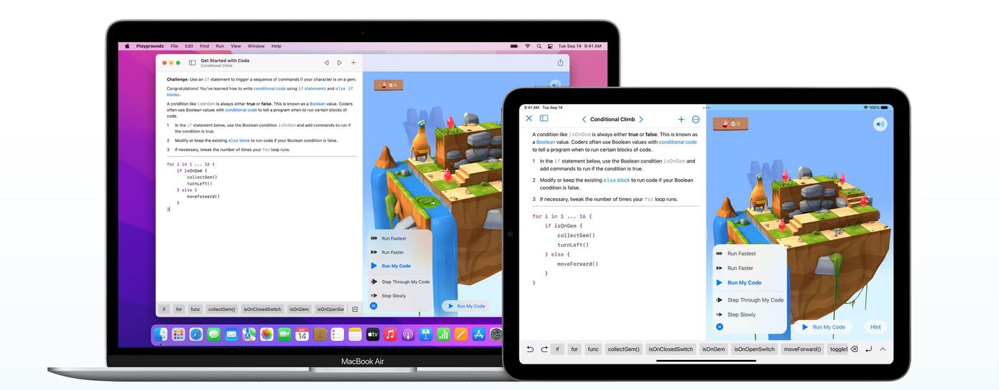 Appleが提供するiPad用のアプリ、Swift Playgroundsのスクリーンショット