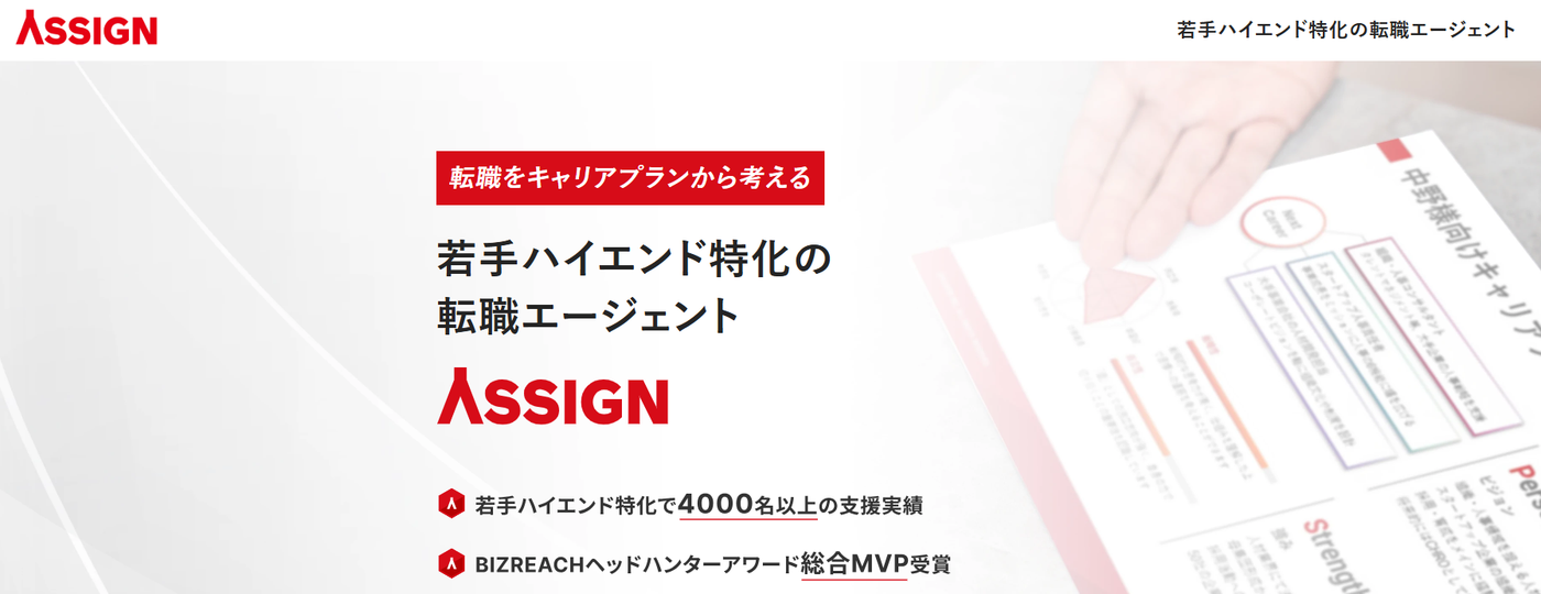 ASSIGNエージェントサービストップ画像