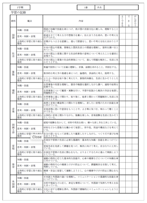 通知表　小学校　厳しくなった
