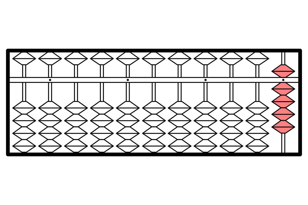 そろばんのイラスト。数字の「9」を表している。