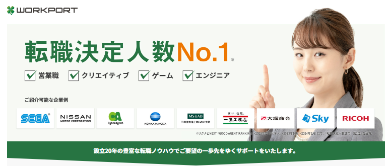 ワークポートの公式サイトのスクリーンショット