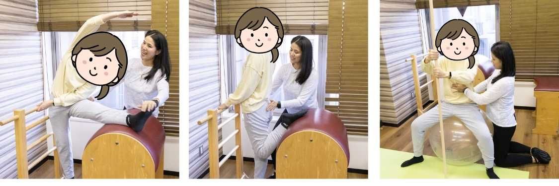 女性が男性の足を伸ばしています。