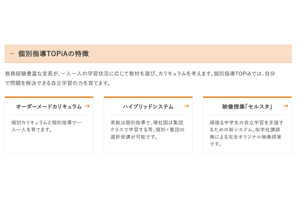  個別指導TOPiAの特徴